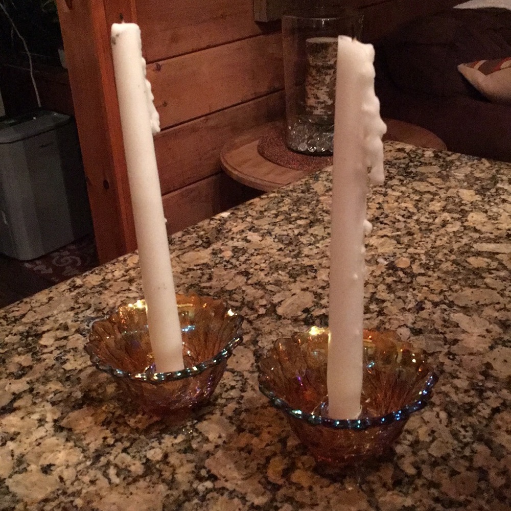 Carnival Glass Candle Holders